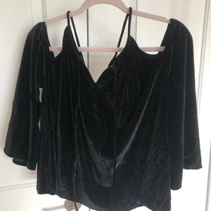 Black Nordstrom Velvet Cold Shoulder Top